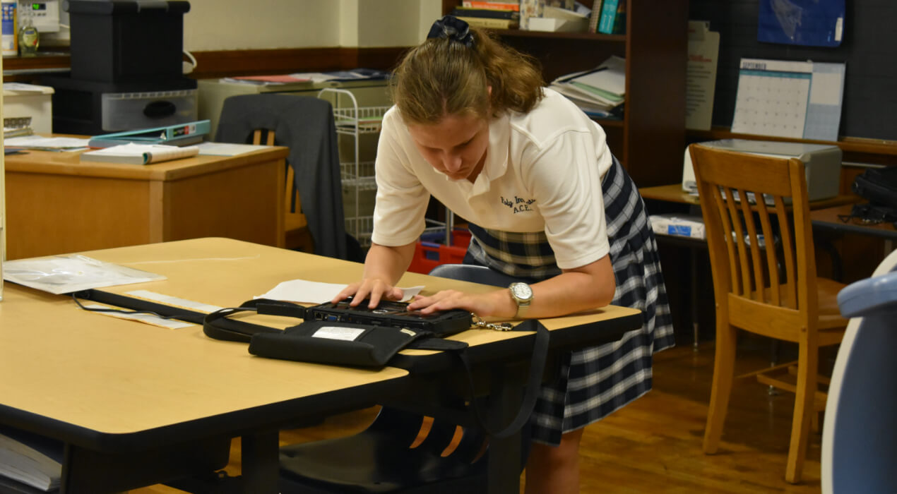 Student working at a desk