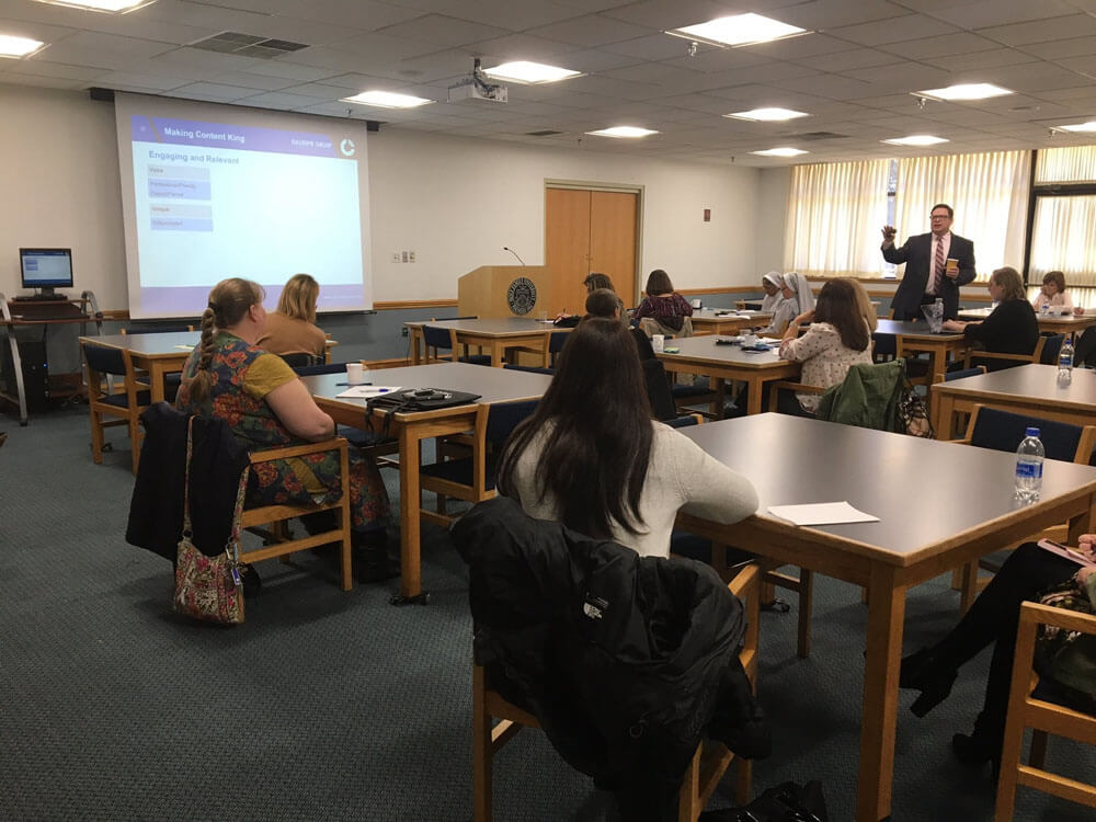 Mike Gillespie, Jr. giving a talk about web design and content marketing for nonprofits