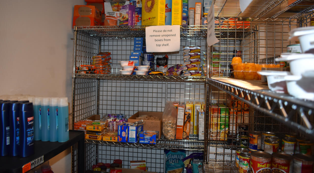 A food pantry filled with food
