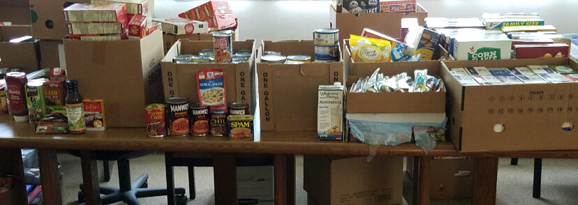 Boxes of food for the Emergency Relief Fund